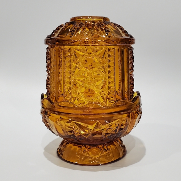 XL 6.5" Amber Glass "Stars and Bars" Fairy Lamp by Anchor Hocking - Picture 15 of 15